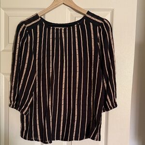 Ace & Jig Black and Tan Striped Blouse
